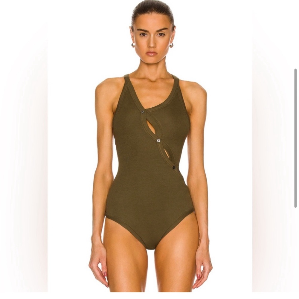 alix nyc florence army green bodysuit